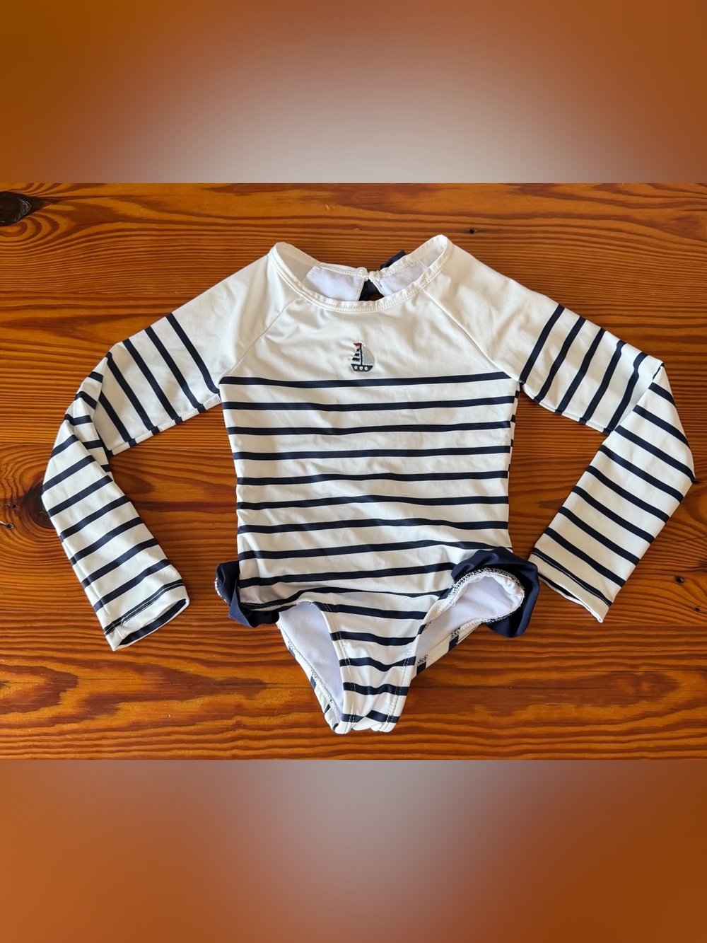 Sperry Long-Sleeve Stripe One-Piece Swimsuit 4T
